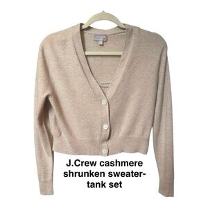 NWOT J.Crew Cashmere Shrunken Sweater-Tank set. Color Light Tan. Size XXS
